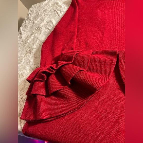 Perfect Holiday Dress! Long Sleeve Radiant Red Lightweight Sweater Dress - Picture 6 of 7